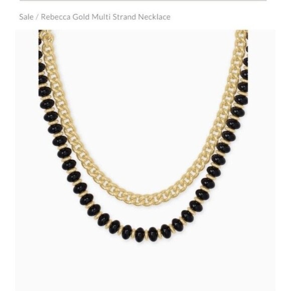Kendra Scott Rebecca Gold Multi Strand Necklace in Black Agate NWT